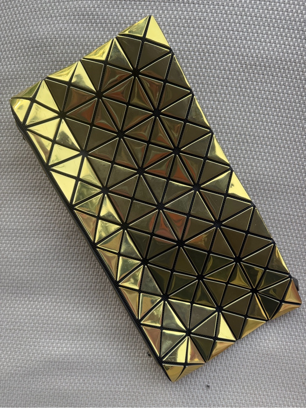 Issey Miyake Gold Geometric Triangle Clutch